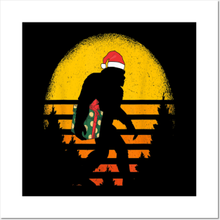 Santa Hat Sasquatch Bigfoot Christmas Posters and Art